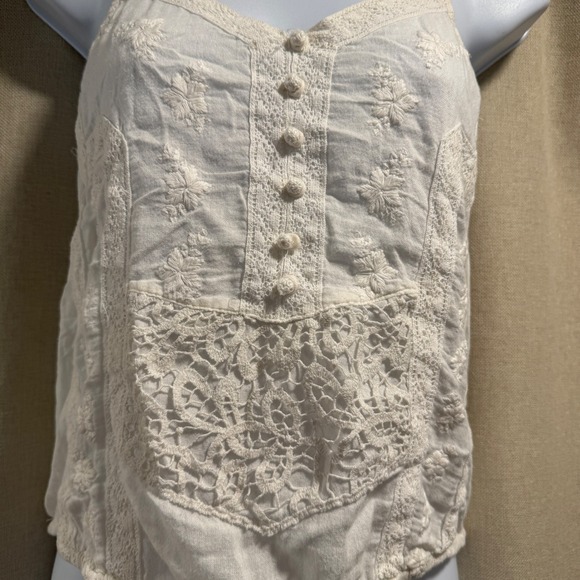 American Eagle Outfitters Embroidered Lace Tank Top Adjustable Strap Small S - Picture 2 of 6